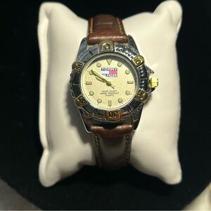 Vintage Tommy Hilfiger 300m-1000m Water Resistant Watch with Brown Leather Band